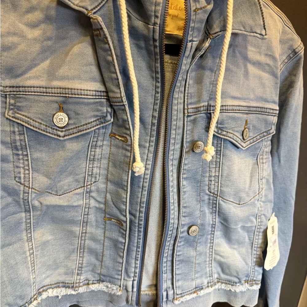 Altar'd State | Light Blue Jean Jacket with Hoodie |‎ Medium | NWT - Picture 2 of 6